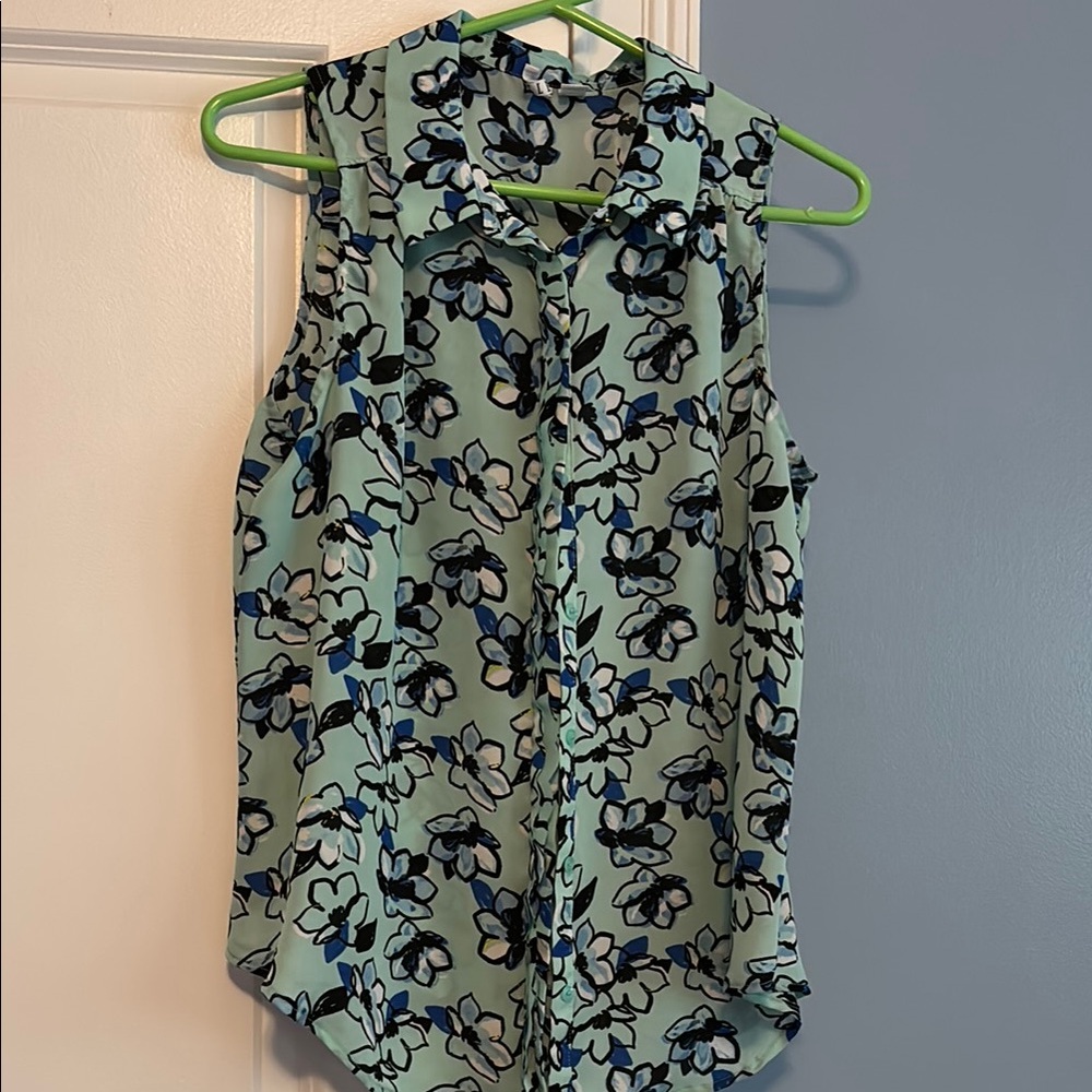 Elle Floral Sleeveless Blouse - Green and Blue